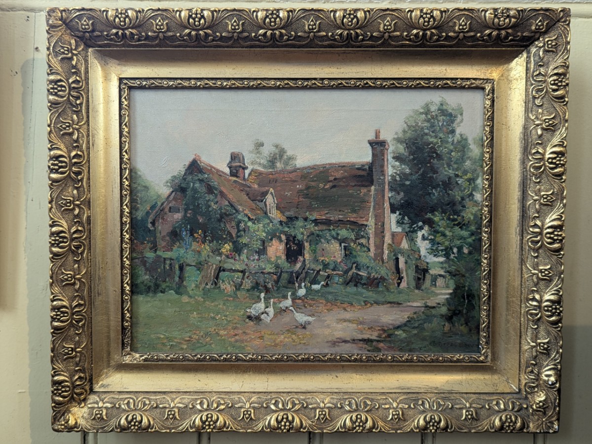 Sidney Grant Rowe (1861-1928) - 'Geese Before A Cottage'